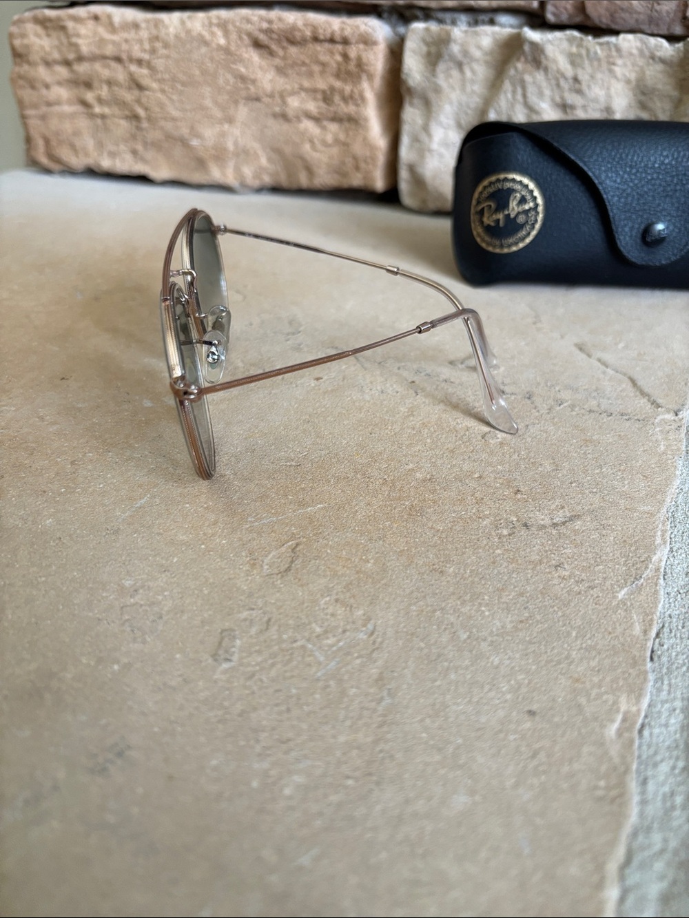 Ray-Ban Gold Frame Sunglasses with Blue Gradient Lenses - Picture 6 of 7